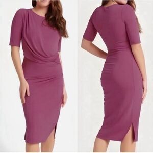 Betabrand Fuchsia Pink Midi Dress